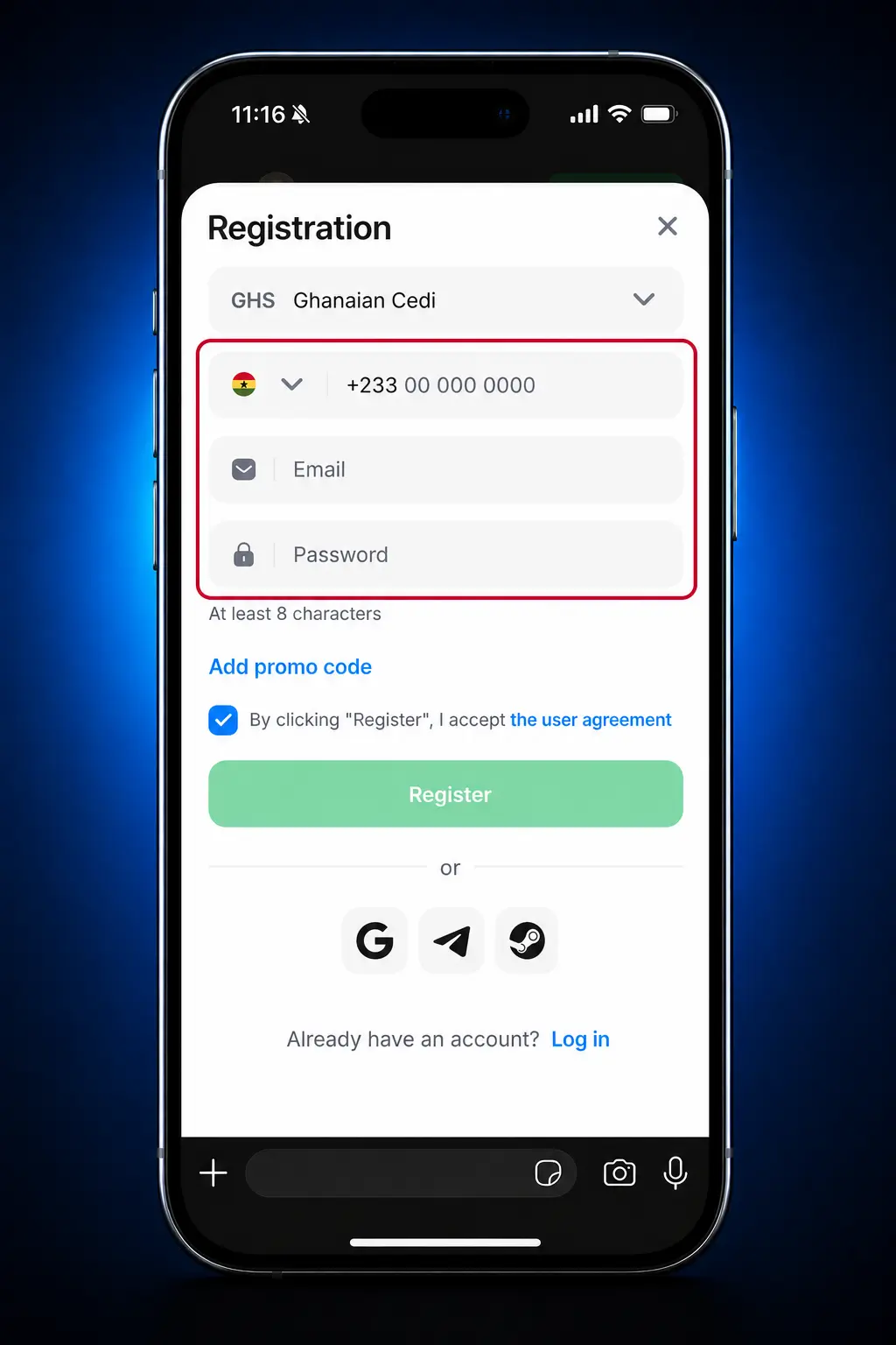 1win sign up steps screenshot showing registration form, contact details, currency selection, and bonus activation code entry